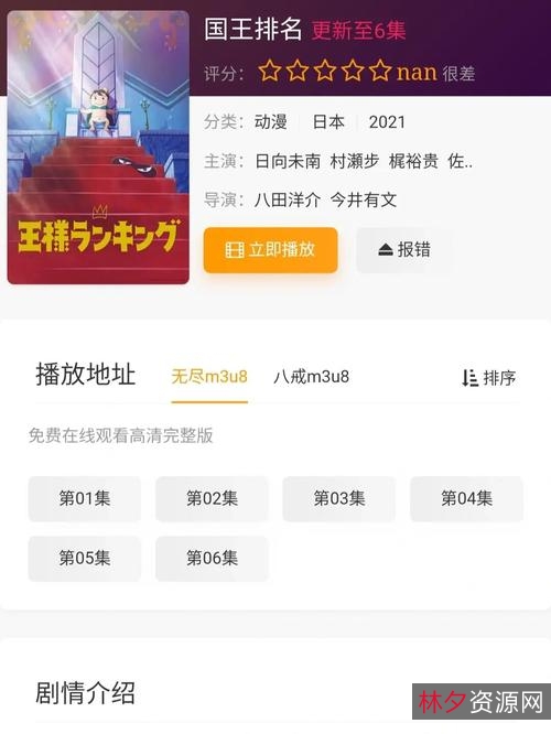 高分动漫《国王排名》第一季：豆瓣8.9分，中文配音，阿里云盘下载，APP观看，倍速播放，原画宣传海报