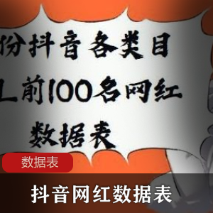 热销抖音各类目KOL前100名网红数据表